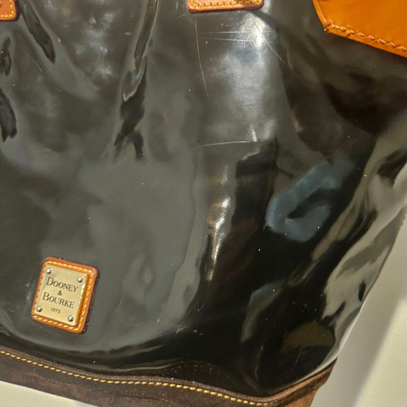 Women's Dooney & Bourke Black Patent Leather & Suede Tote Bag One Size - Picture 14 of 15